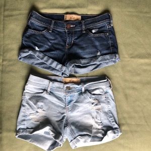 TWO pair Hollister Jean shorts